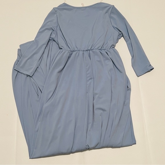 PinkBlush Periwinkle Draped 3/4 Sleeve Maternity Maxi Dress size Large - Picture 4 of 9